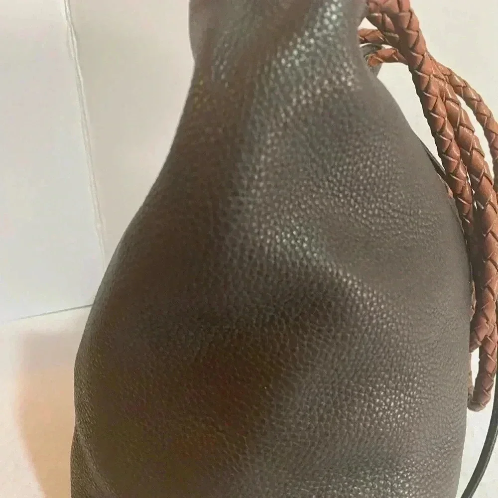 Carlos falchi dark brown leather hobo handbag